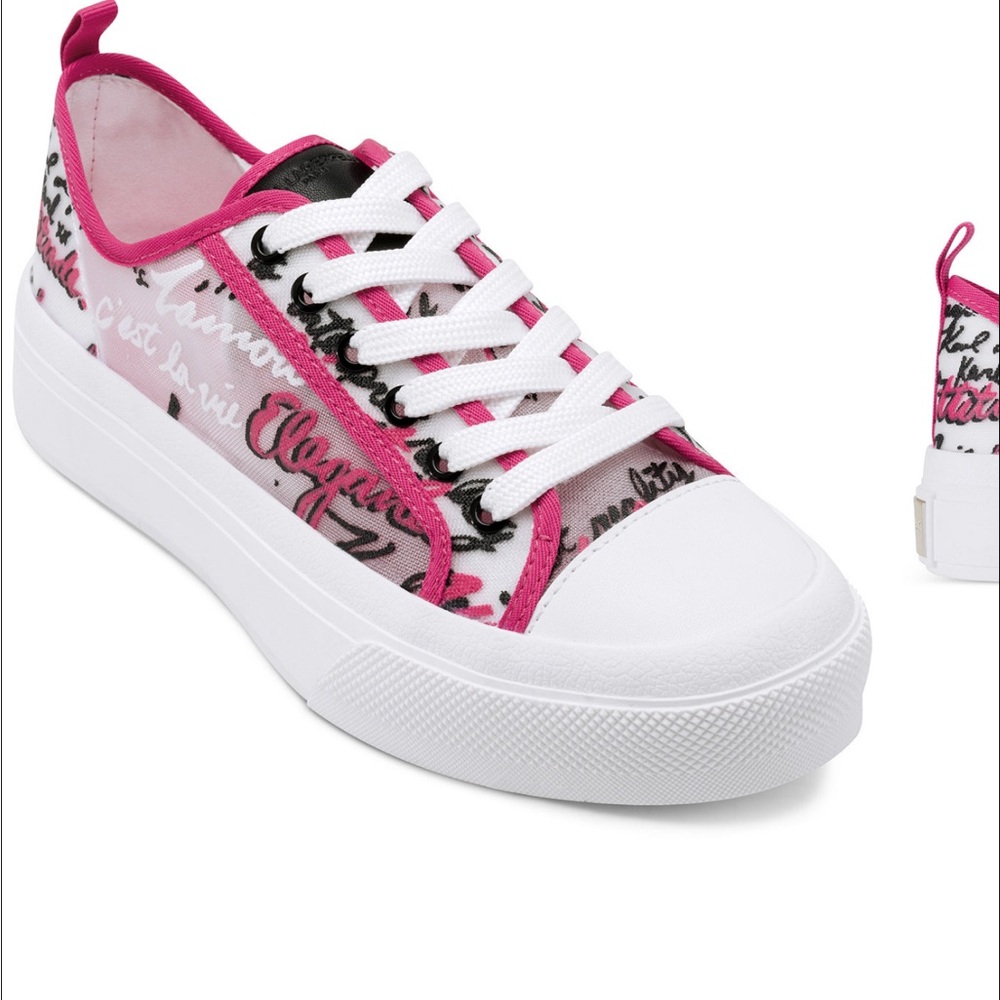 Karl Lagerfeld Paris Platform Sneakers Graphic Script – Size 7.5